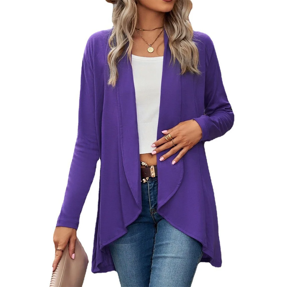 

Spring Autumn Women Open Stitch Coat Long Sleeve Cardigans Casual Solid Color Lapel Ladies Jackets Outwear Tops