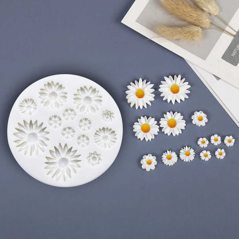 Daisy Wild Chrysanthemum Rose Flower Silicone Mold Sugarcraft Chocolate Cupcake Baking Mold Fondant Cake Decorating Tools