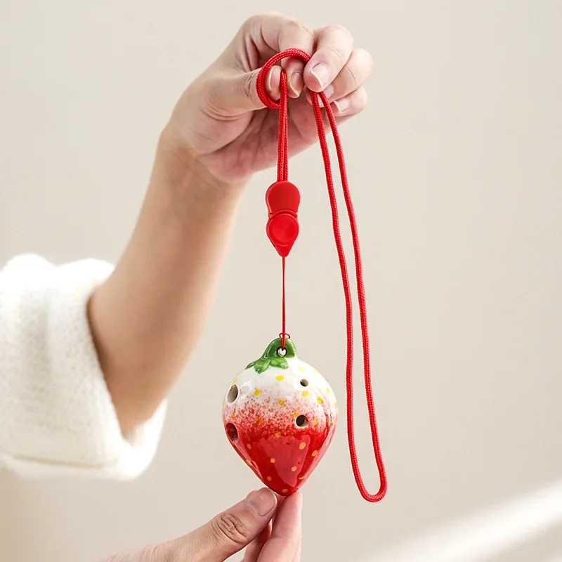 Strawberry Fruits Ocarina 6 Holes Creative Gradient Color Students Ceramics Handmade Ac Tone Orff Instruments for Beginners