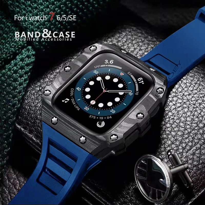 Carbon Fiber Case For Apple Watch Band Modification 8 7 45mm 41mm