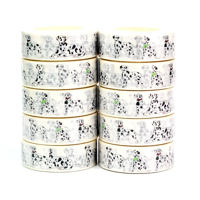 

Wholesale 10pcs/Lot Decor Cute Spotted Dalmatian Dog Washi Tapes for Scrapbooking Planner Adhesive Masking Tape Kawaii Papeleria