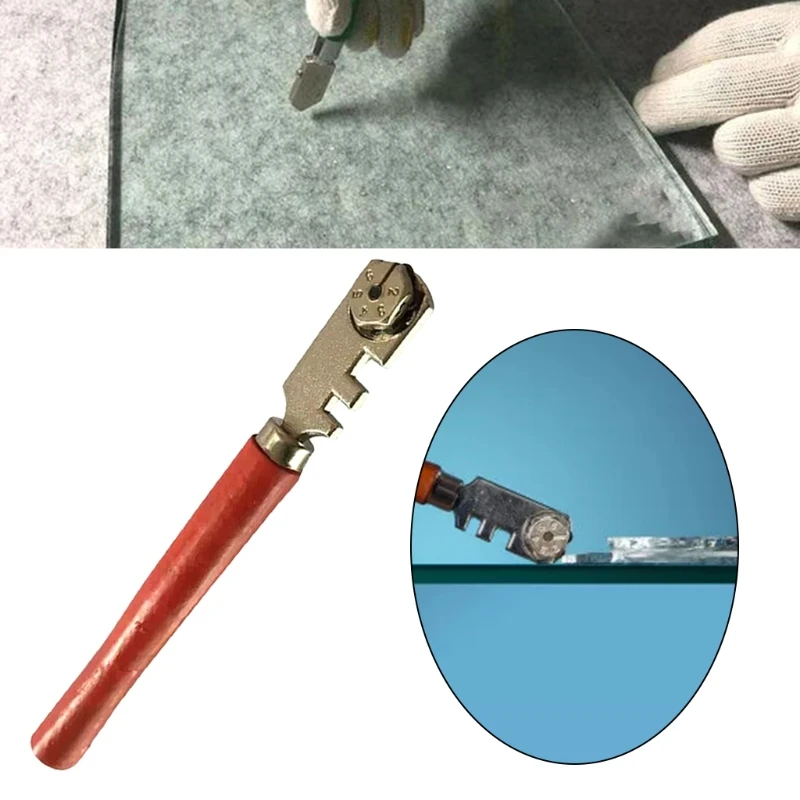 Glass Cutter Six-wheel Round Handle Flat Cutting Tool Cutting Glass Tiles Carbide Cutter Wheel M4YD glass cutter tile glass cutter
