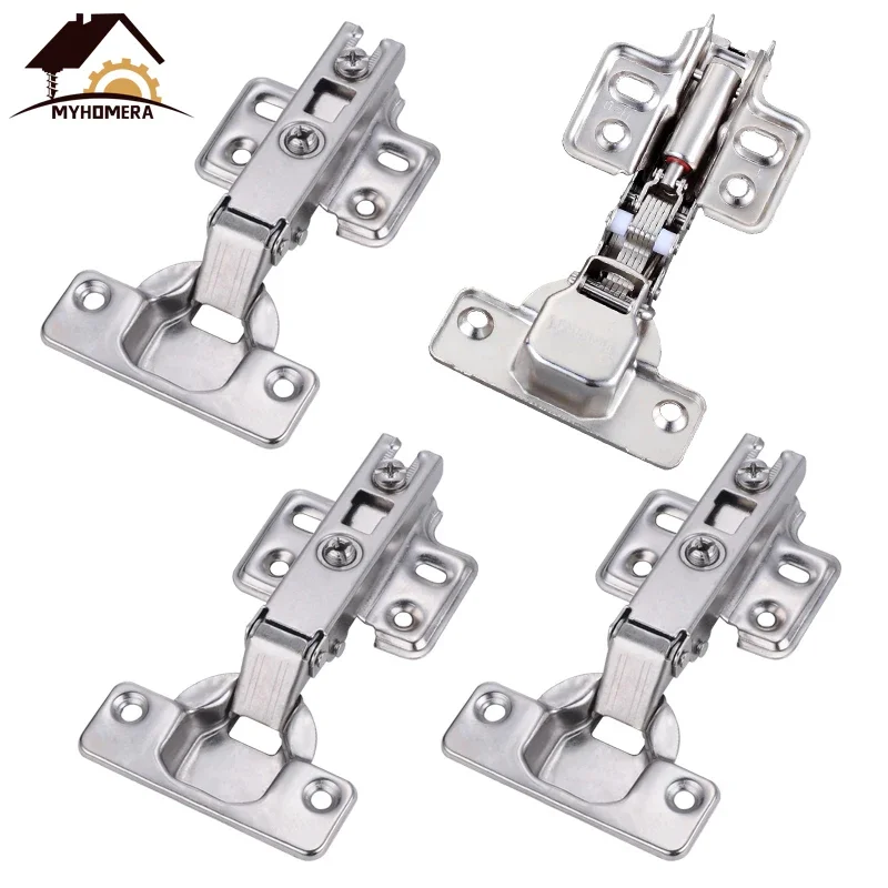 Cabinet Hinges 4 Pieces C Serie Stainless Steel Hydraulic Damper Soft Quiet Closer Wardrobe Cupboard Furniture Door DIY