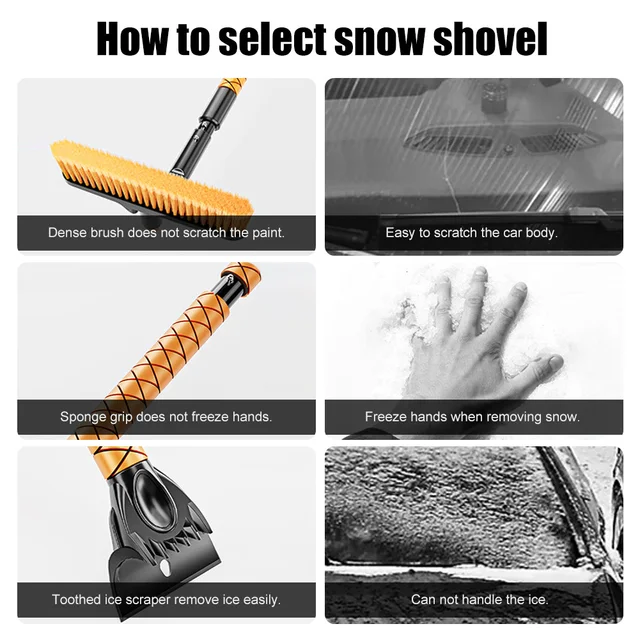 Treeligo Car Snow Brush Extendable Snow cleaning shovel Brush Scraper on  ice windows car Windshield Snow Cleaning Remover Tool - AliExpress