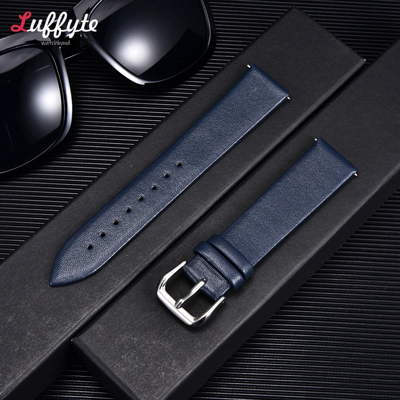 Genuine Leather Ultra-Thin Soft Watch Band Straps in Brown and Black