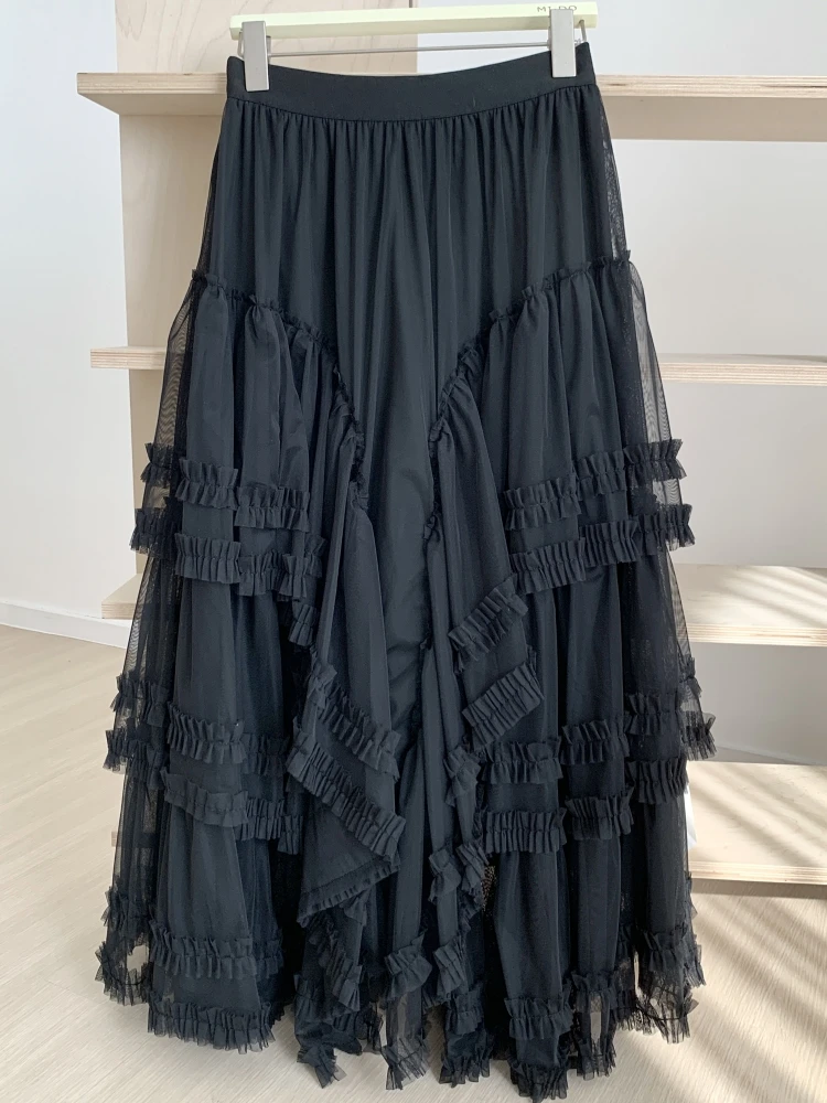 Long Skirt Womens White Black Skirt 2025 Goth Lolita Spring
