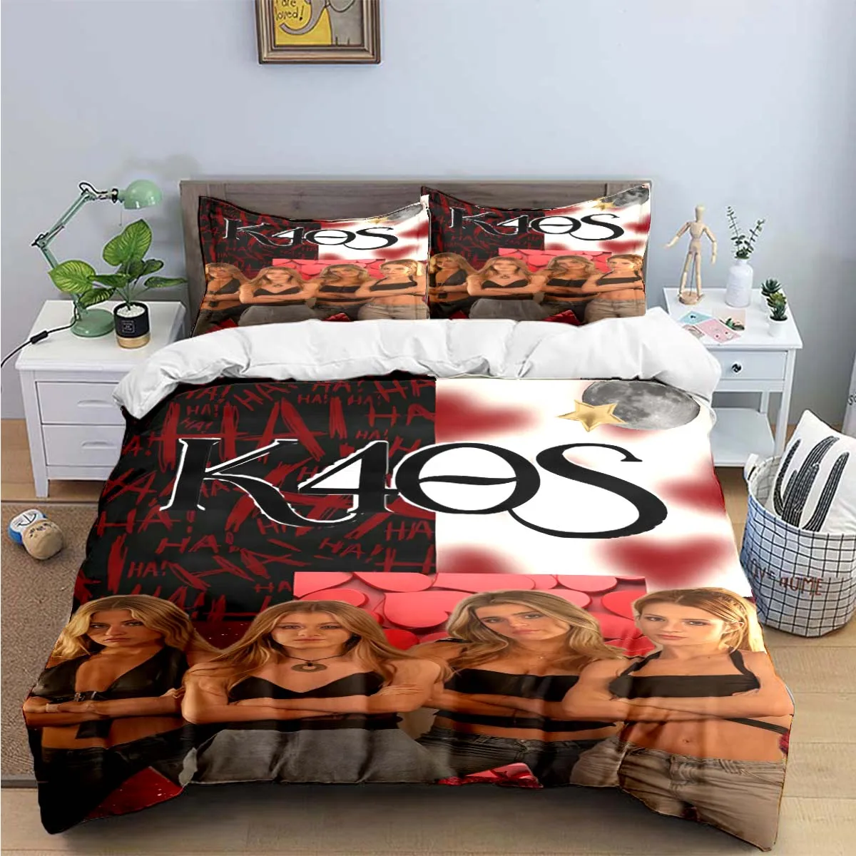 3PCS Europe Star Group K-k4os Bedding Set Single Twin Full King Size Musical Genius Bed Linen Adults Teens Bedroom Gift 2