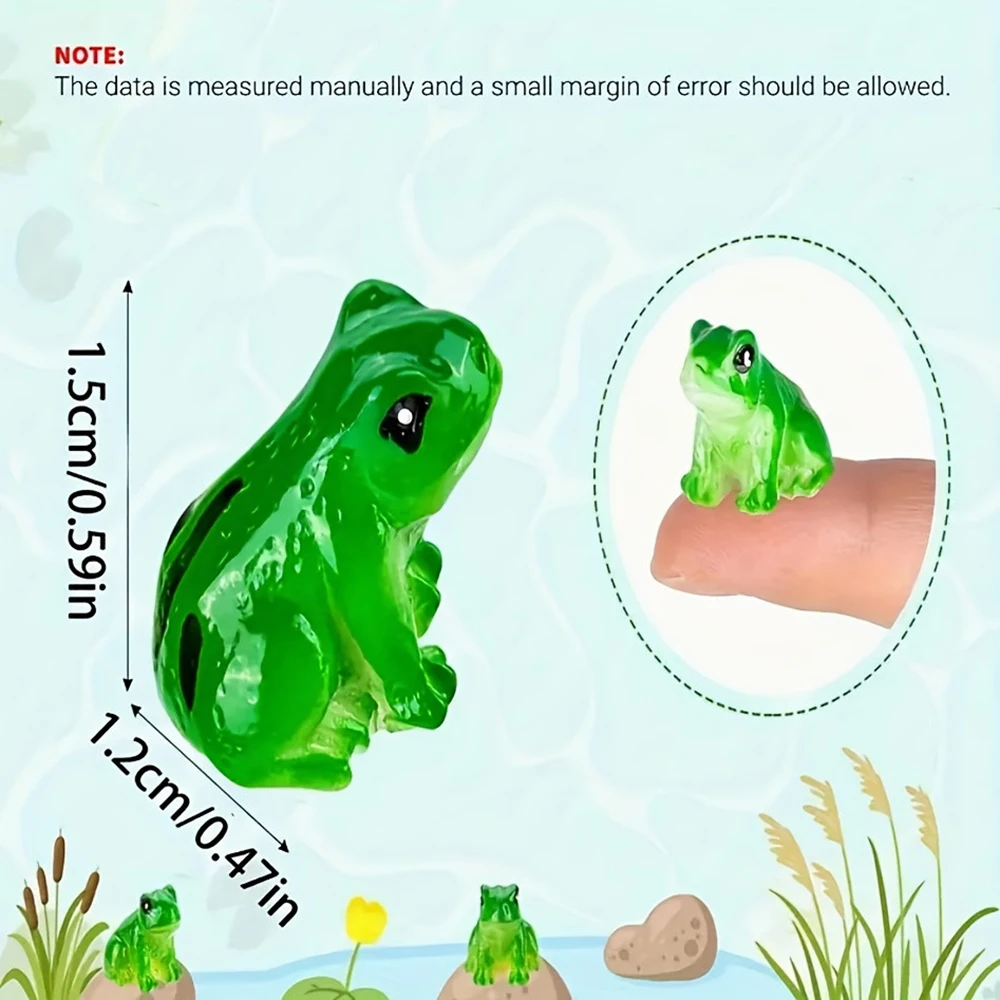 Super Cute Green Artificial Mini Resin Frog Creative Micro Landscape Bonsai Wonderland Garden Aquarium Decoration Ornaments Furniture Decoration Artwork Window Photo Props