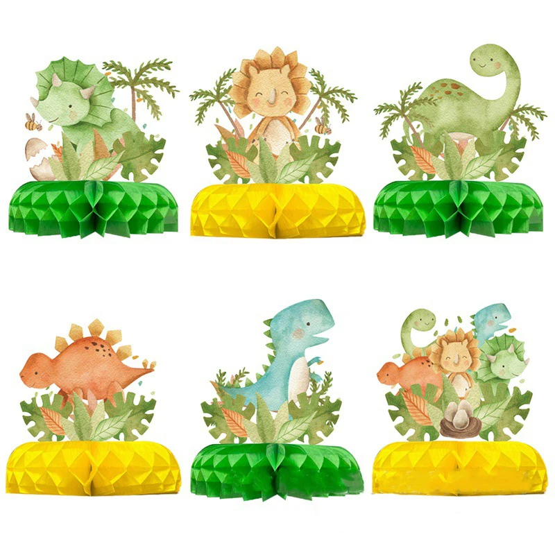 

Cartoon Dinosaur Honeycomb Ball Tabletop Decoration Happy Dinosaur Birthday Party Decor Dino Roar Theme Birthday Supplies