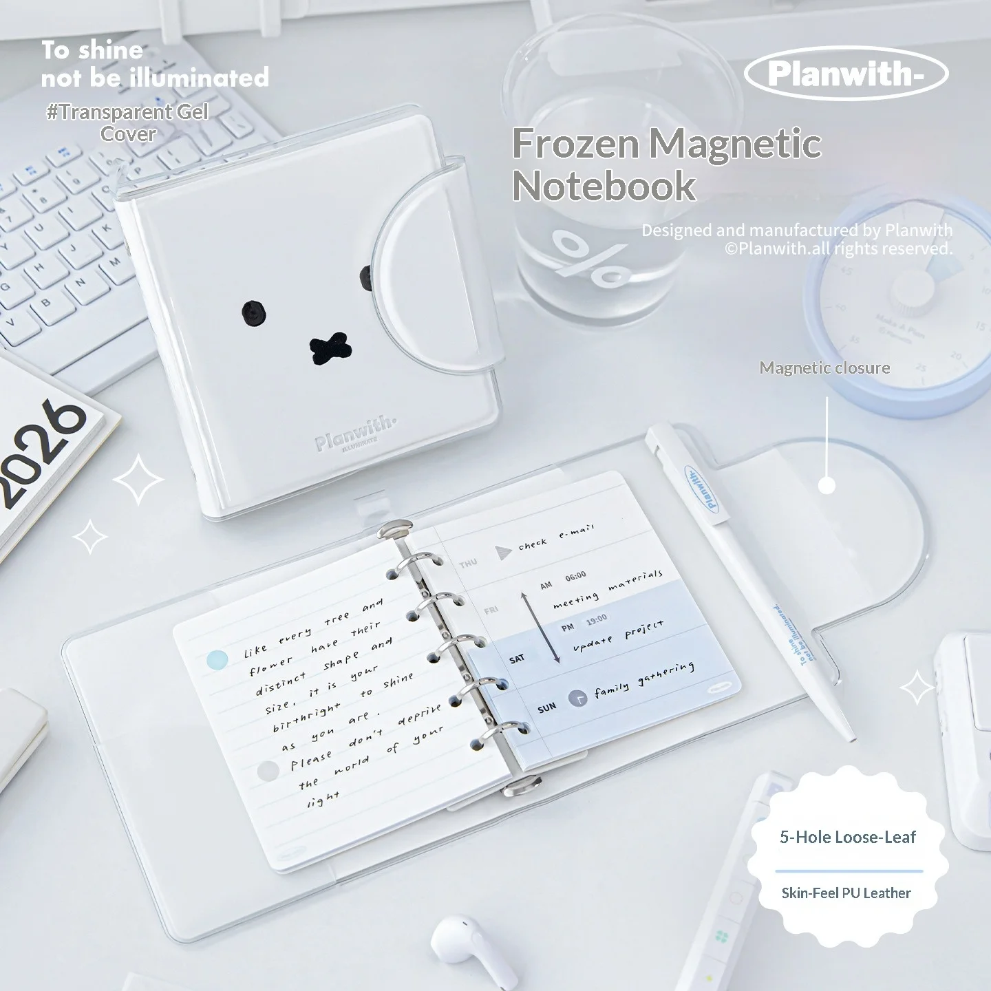 Magnetic PU Leather Loose-Leaf Planner - 62 Sheets Mini Organizer for Daily Office Scheduling