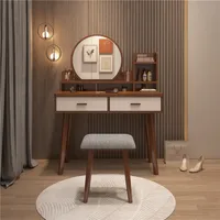 Ensemble de commode de luxe nordique moderne pour chambre à coucher avec tiroir à miroir en bois massif, petit appartement, Design de meubles de maquillage blancs 4