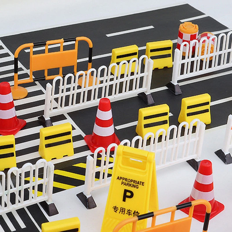 Road Infrastructure Parking Sand Table Scene Layout Materials Diorama Kits Mini Simulation Traffic Obstacles Model Props 15PCS