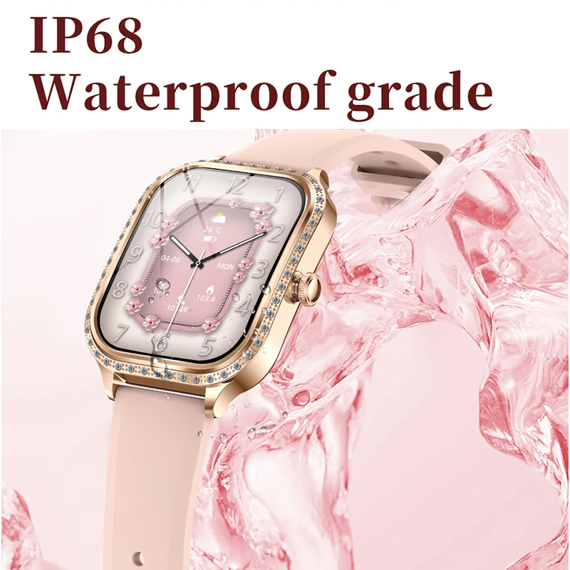 2025New Fashion Smart Watch Women 360*360 HD Screen Heart Rate Monitor Custom Dial Waterproof AI Voice Bluetooth Call Smartwatch