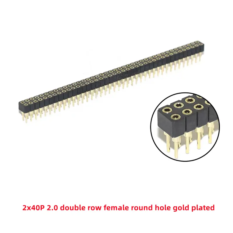 5 Pcs Round Hole Pin Header 2.0MM/2.54MM Pitch Row Female/Male, Single Row 1x40P Row 2x40P Double Row Pin Round Pin Gold Plated image 16