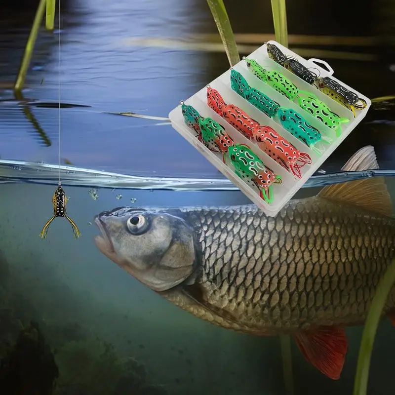 

Рыболовные приманки Topwater в виде лягушки, 15 шт., рыболовные приманки для верховодной рыбалки, мягкие приманки с крючками без шнурков, в том числе искусственные приманки для окуня