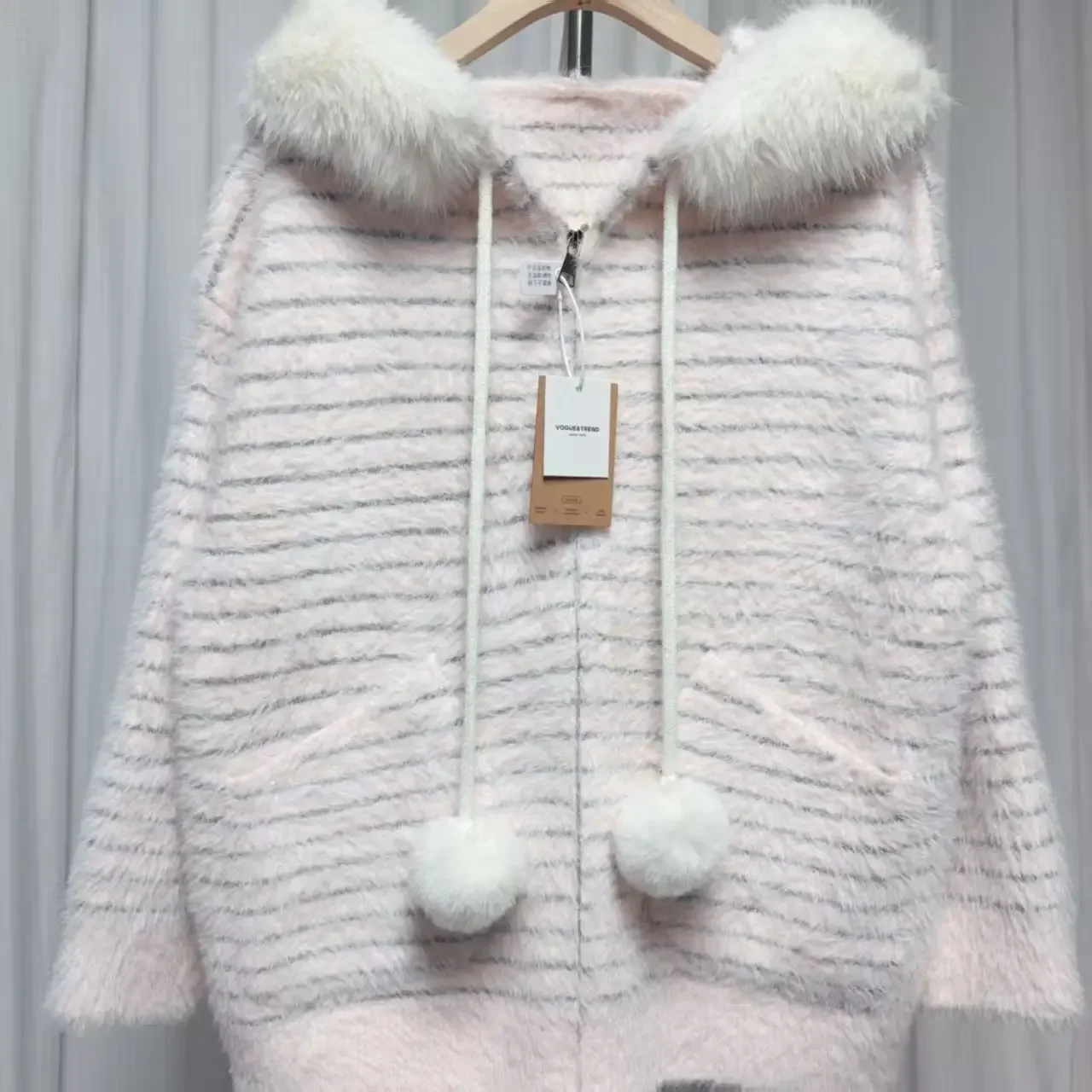 Japanese Kawaii Faux Fur Hood Sweater Long Sleeve Y2k Cute Strawberry Printed Women Casual Sweet Style Cartoon Hoodie Autumn Top 6