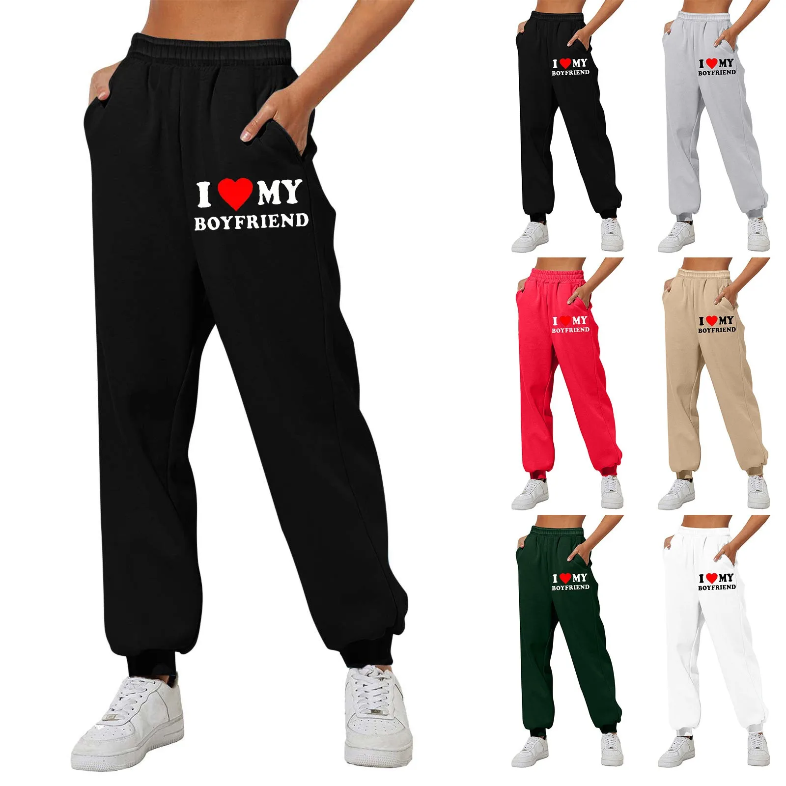 

Letter Printing Sweatpants For Girls Fleece Lined Wide Straight Leg Pants High Waisted Bottom With Pockets Women Pantalones