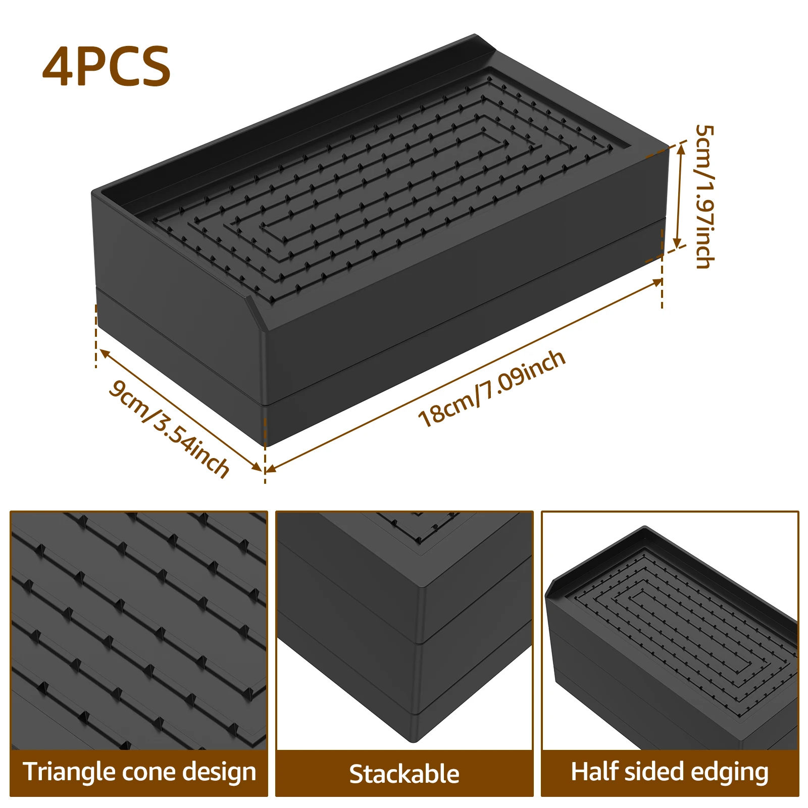 4 stuks tafelverhogingen voor bed, 4 cm, antislip, stil, slijtvast