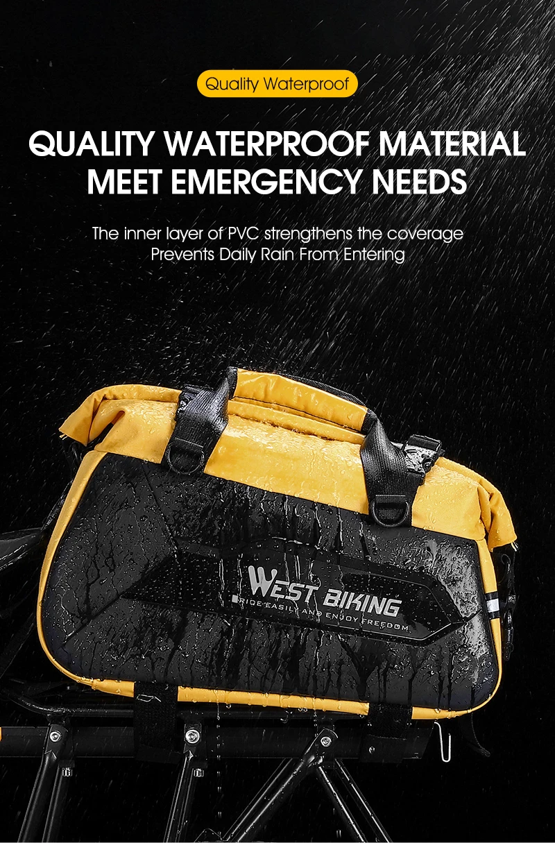 WEST BIKING Fahrrad-Gepäckträgertasche Erweiterbar 13-25L TPU Hartschale Wasserdicht Reflektierend MTB E-Bike Kofferraumtasche Fahrradzubehör – Detail 6