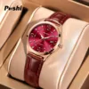 POSHI 972 Fashion Quartz Watch Casual Ladies Dress Wristwatch Leather Strap With Date Life Waterproof Original Watches Girls 1