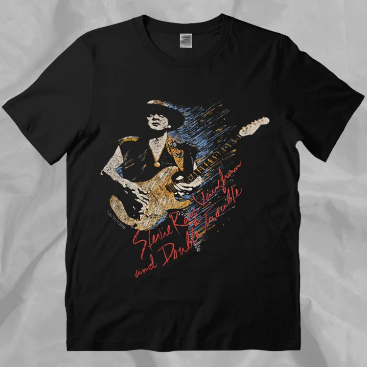 

Черная футболка в ретро стиле Stevie Ray Воган