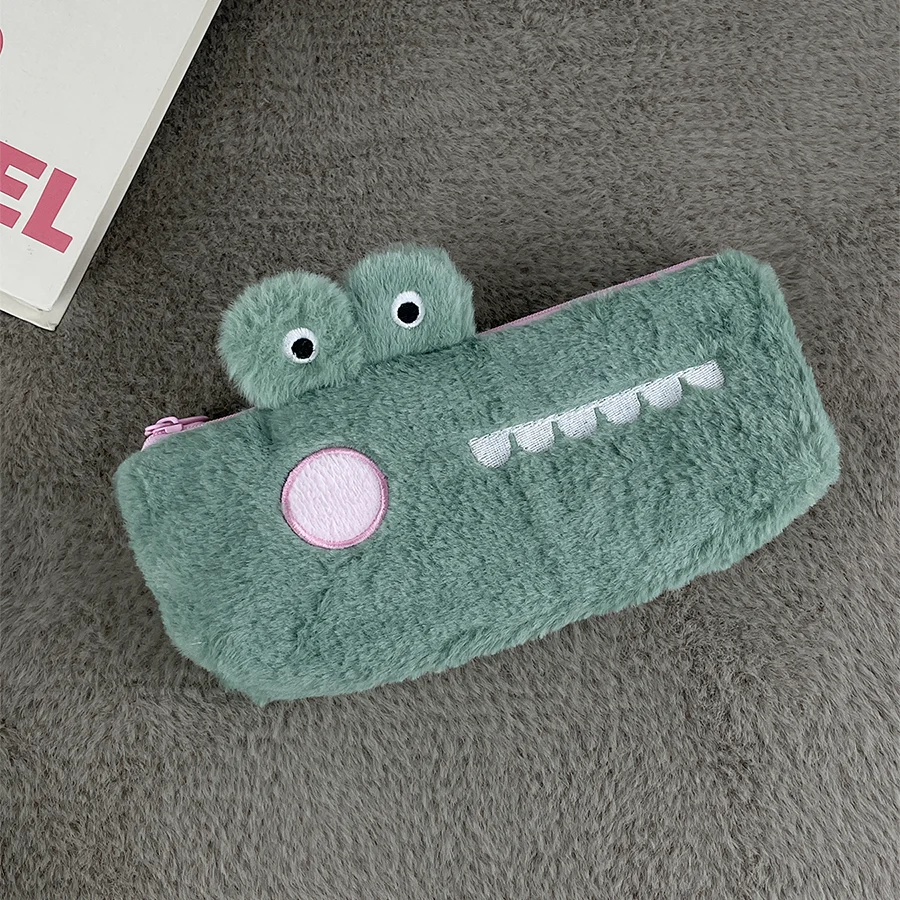 Cute Plush Bunny Pencil Storage Bag Cartoon Crocodile Animal Student Supplies Pencil Case Large Capacity Stationery Bag
