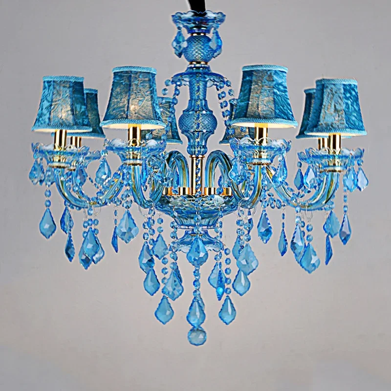 

Modern Blue Wedding Hall Branch Chandelier 6 Head Cold Color Bedroom Droplight Home Stay Mediterranean Theme Room Pendent Lamp