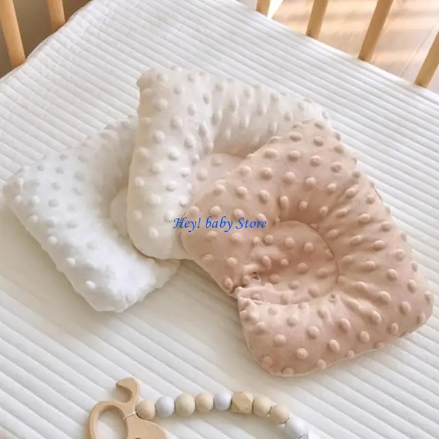 Q1FE Soft and Cosy Newborn Sleep Cushion Pillow Solid Color Infant Naptime Pillows 2