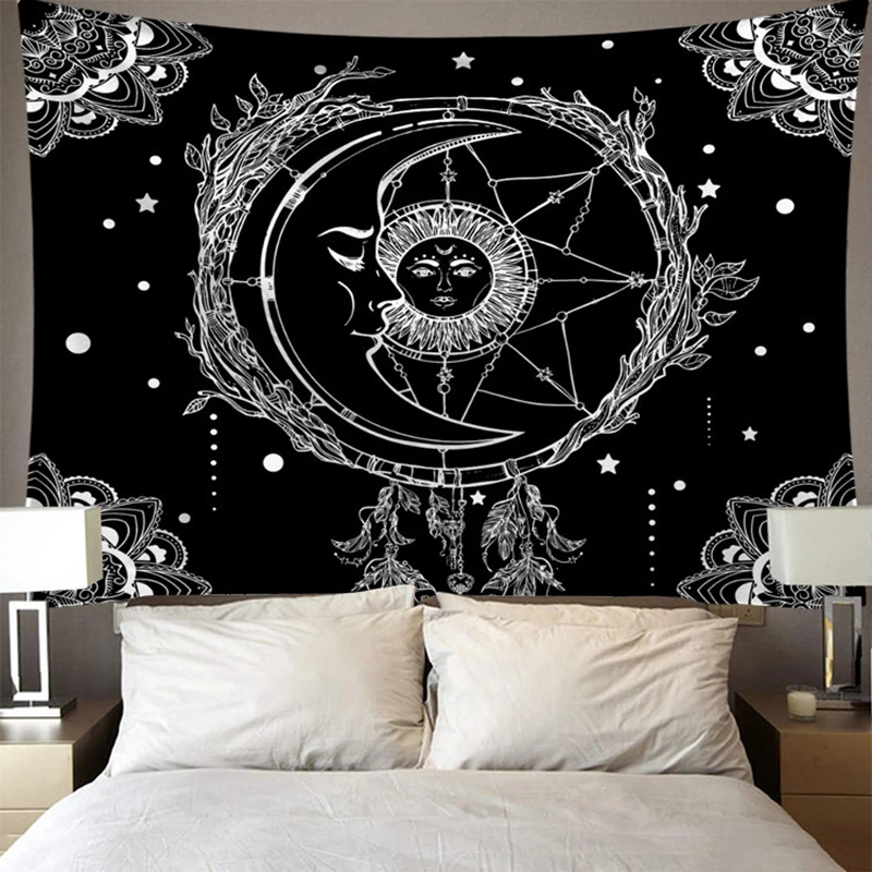 

Tapestry Black and White Series Background Hanging Cloth Skull Home Decoration Living Room Bedroom Decorative Wall Tapestries