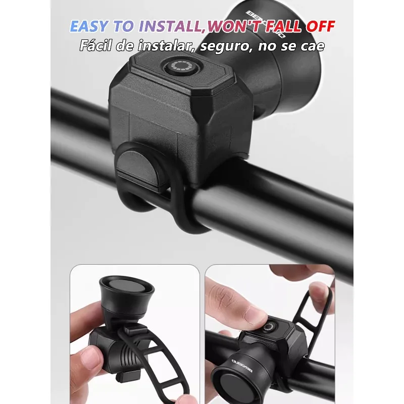 USB Rechargeable Electronic Bike Horn - Waterproof Bicycle Bell for Mountain Bikes &  Scooters,Cycling Safety Accessories