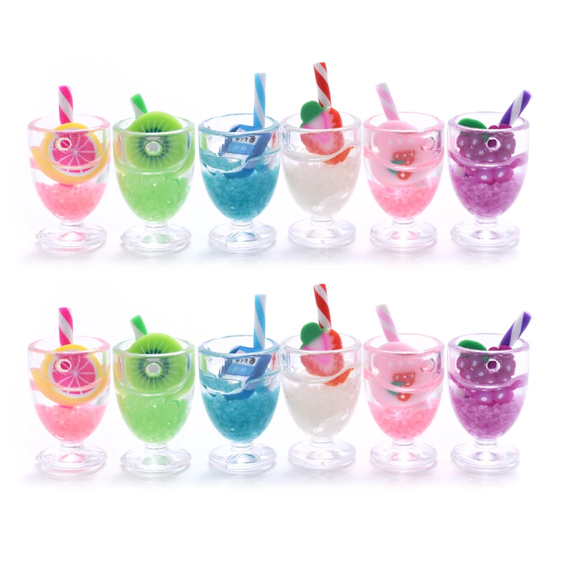 10Pcs Hot Sale Epoxy Resin Drink Cup Pendant Charm Resin Pendant For