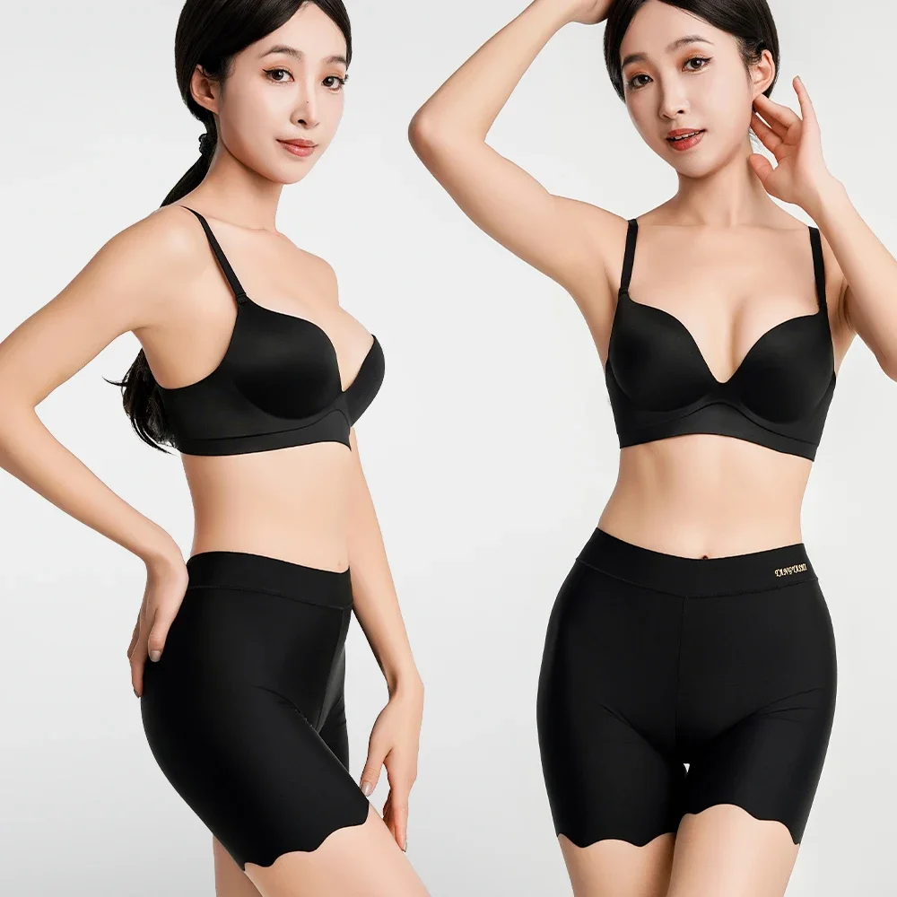 3pcs Safety Short Pants Seamless Long Panties Women Boxers For Female Safety Shorts Ice Silk Plus Size Seamless Short Panties