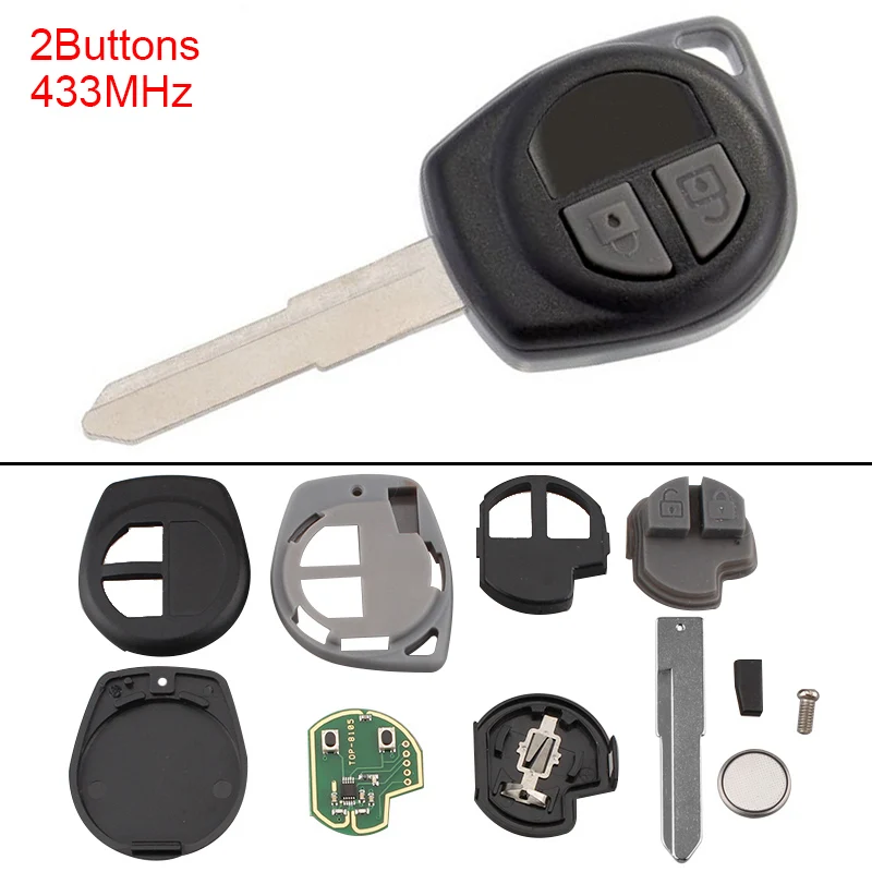 2 Buttons 433MHz Remote Car Key Fob Shell HU87 Blade ID46 Chip for SUZUKI Swift Ignis SX4 Alto Key Case Cover 2 buttons replacement remote cover car key fob case shell fit for suzuki agila