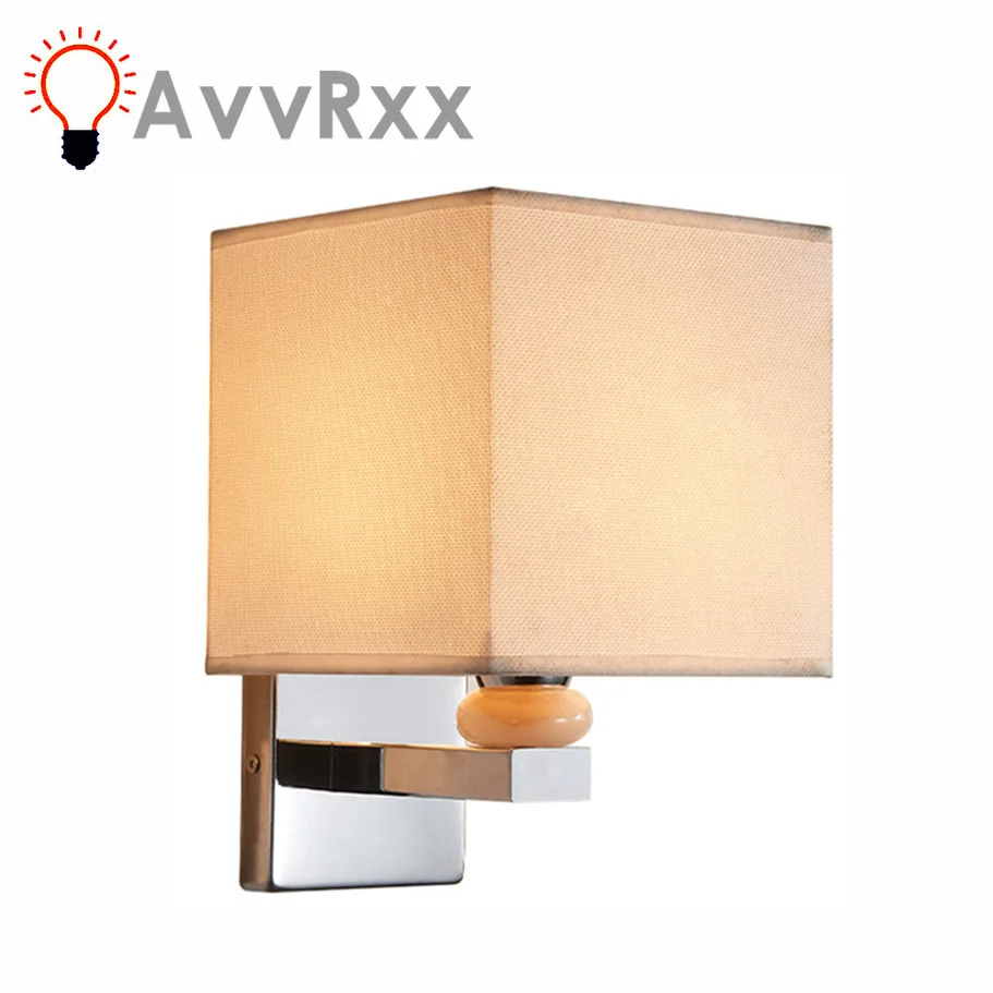 

American Classic Fabric Wall Lamp Chinese Led Bedroom Bedside Light rustic retro Sconce for home aisle Bedroom Corridor Stairs