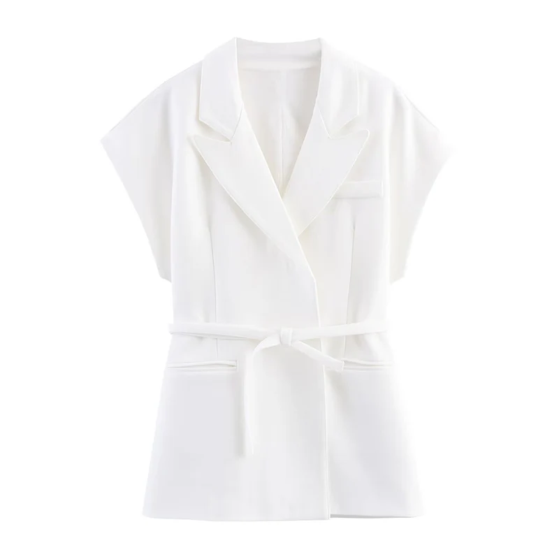 Simple Style Straight Pants 2 Pieces Sets For Women Office Tied Vest Top Trousers Women's Suit 2025 New Casual Woman Outfit