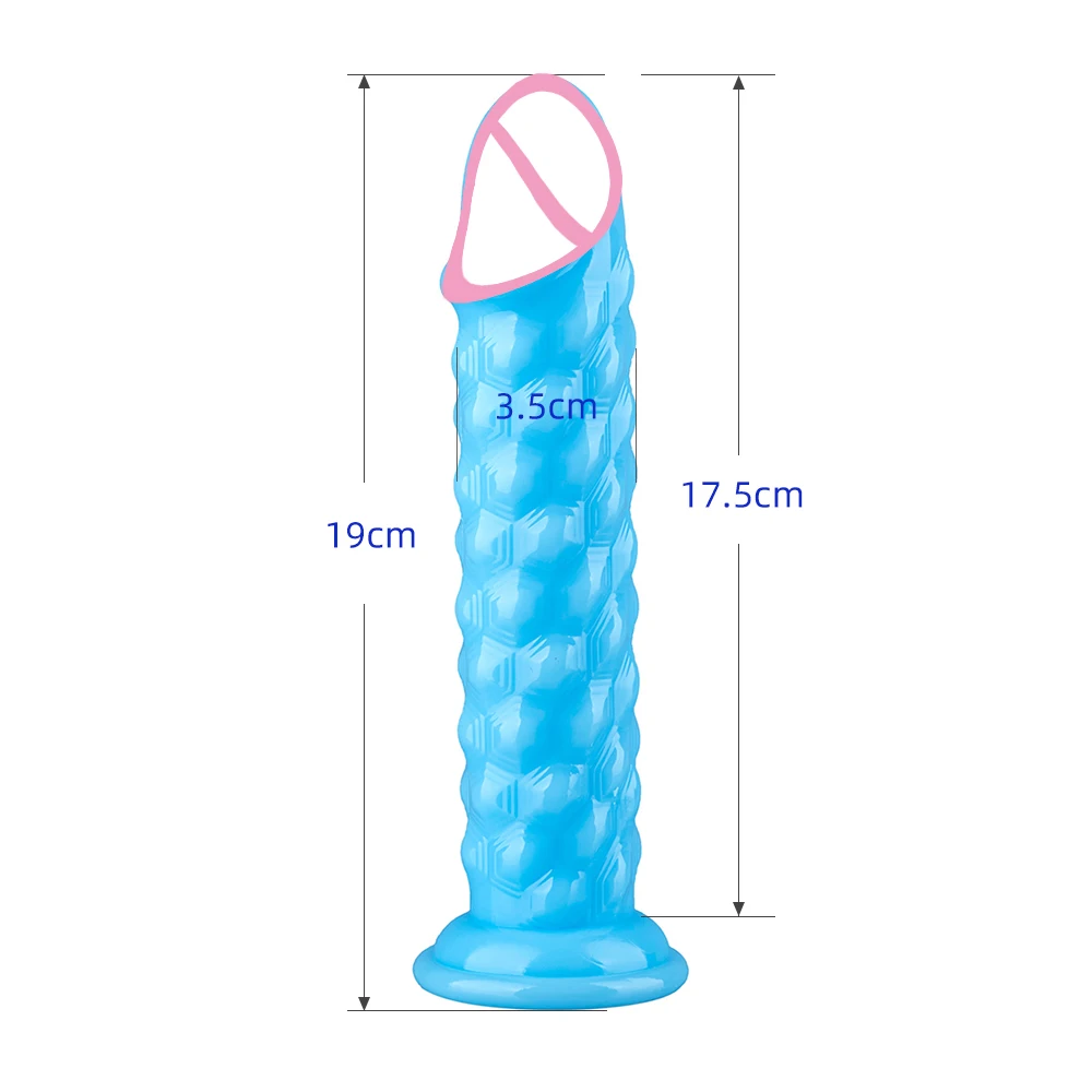 Realistic Dildo Glans Anal Plug 19cm Soft TPE Strong Suction Cup Clitoris Stimulator G-spot Massager for Women