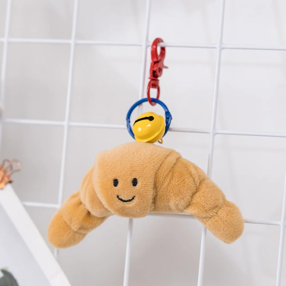 Croissant Plush Bread Pendant Creative Toast with Bell Squeaky Dog Toy Bite-resistant Interactive Plush Chew Toy Girl 6