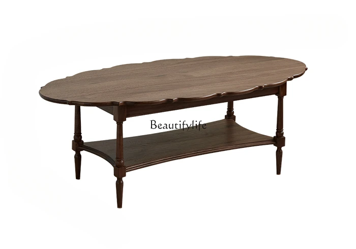 

Solid Wood round Living Room Home Tea Table Small Apartment Nordic Retro Small Table