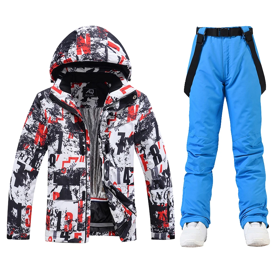 Men's Winter Super Warm Ski Suit Windproof Waterproof Snowboarding Skiing Jacket Pants Male Snow Costumes Overalls Plus Size 3XL