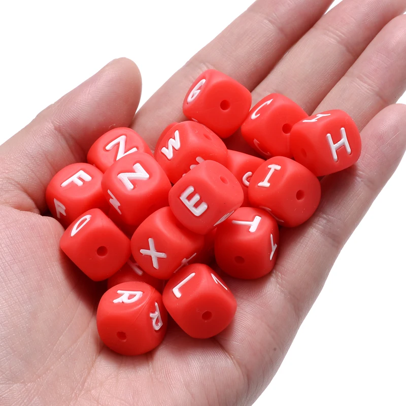 12mm Silicone Letter English Alphabe Beads Food Grade Silicone Chewing Beads DIY Baby Teething Toys Necklace Pendant 10Pcs/Lot