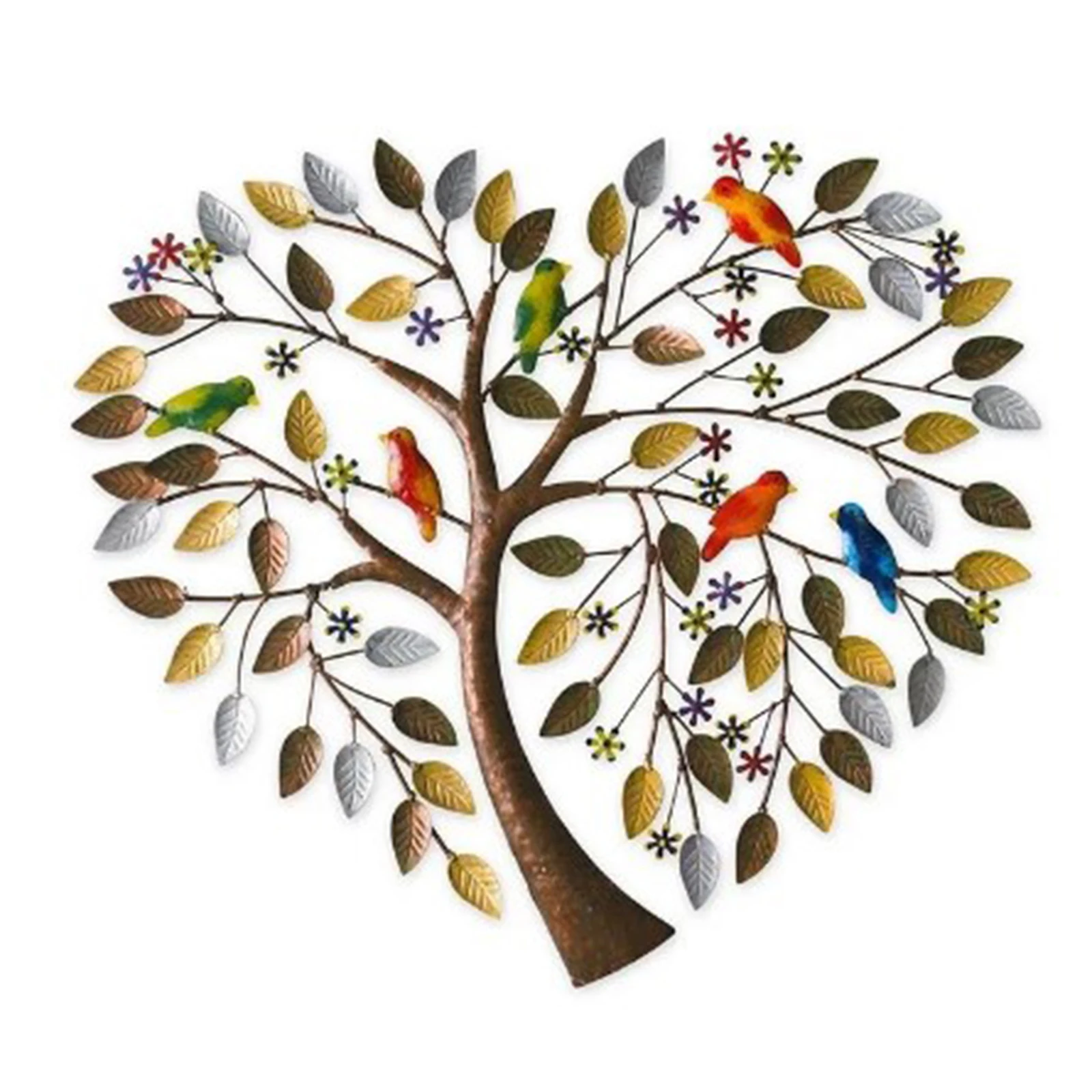 

Heart Shape Family Tree Wall Decor Tree of Life Metal Wall Art Bird Pendant Room Decor Indoor Window Home Decoration Accessories
