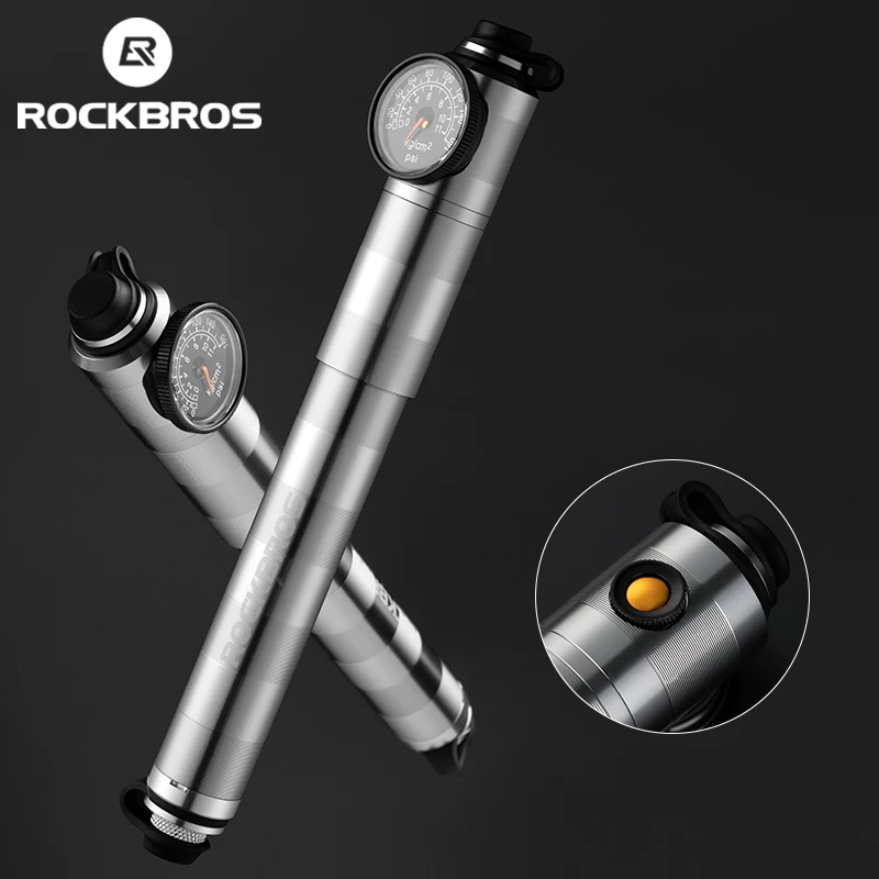 

ROCKBROS Bike Pump High Pressure Aluminium Alloy CNC Dustproof Barometer AV/FV Ultralight Portable Inflater Bicycle Accessories