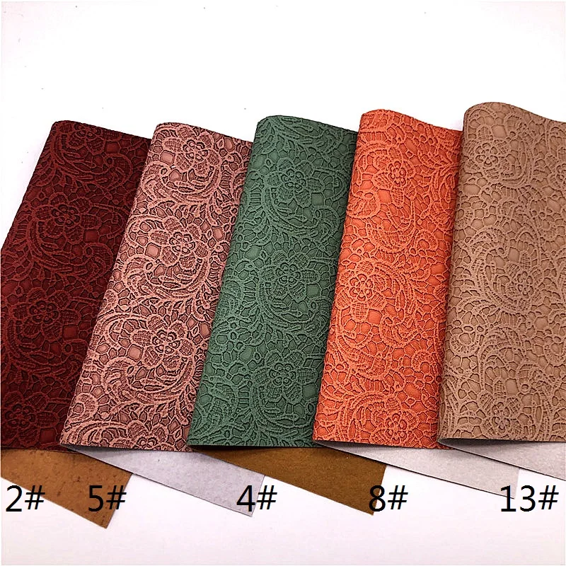 Lace Embossed Faux Leather Vinyl Fabric Sheet Textured Synthetic Leather Faux Vinil For Bows Earrings DIY A4 SIZE leather fabric vinyl fabric vinyl sewing fabric