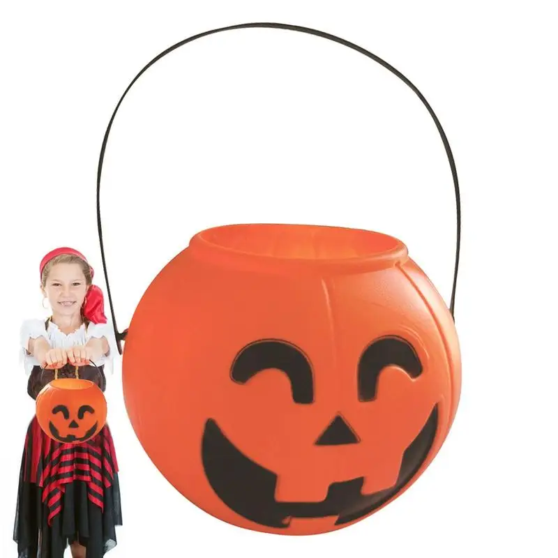 Halloween Pumpkin Smile Face Light Up Dolcetto O Scherzetto Borse Riutilizzabili Goody Gift Candy Bucket Per Bambini Home Yard Party