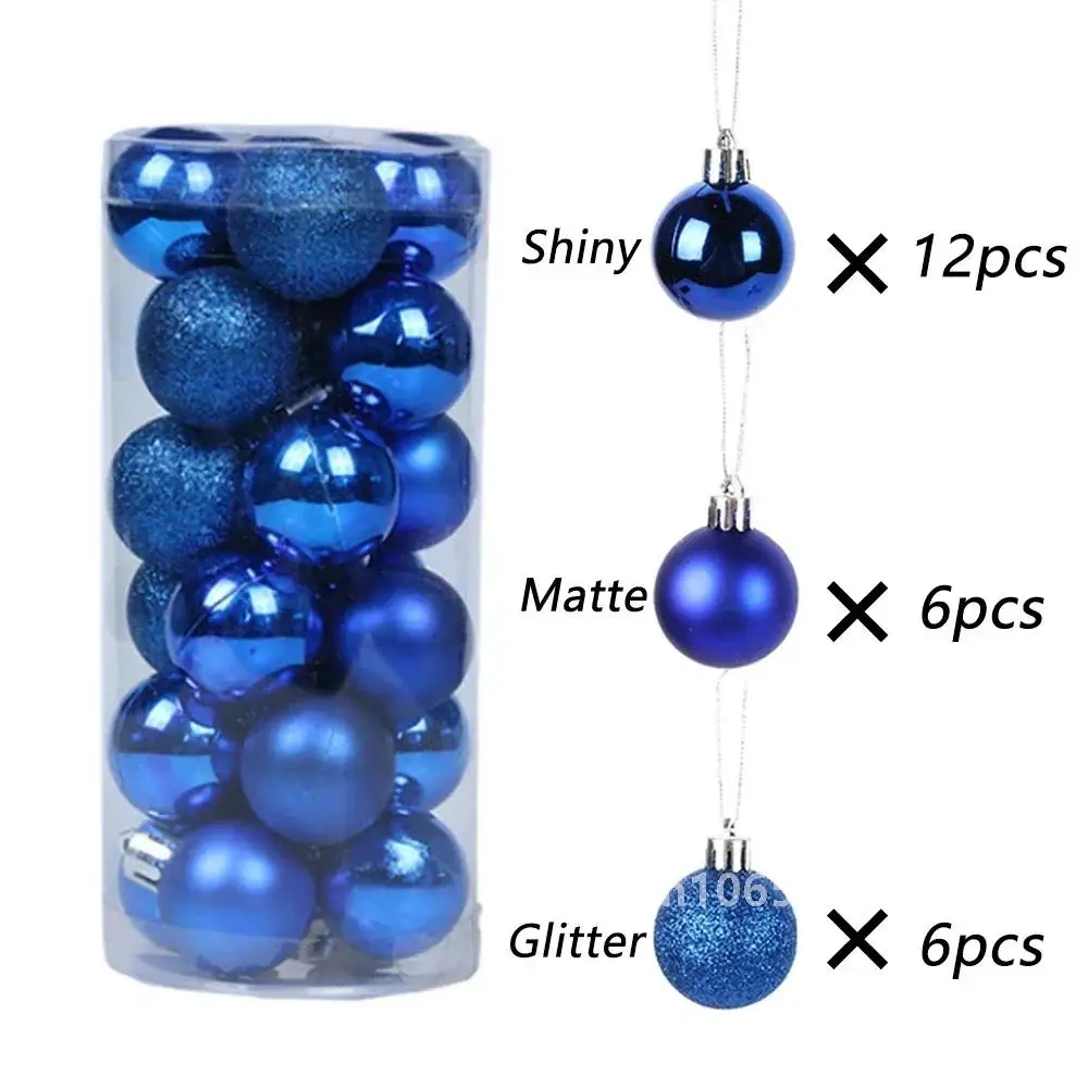 thumbnail image 1 of Bolas de Navidad, 24 piezas, 3/4/6/8 cm, adornos colgantes para árbol de Navidad, bolas de plástico para colgar, decoración para fiestas en el hogar, suministros para Navidad y Año Nuevo, 1 of 5