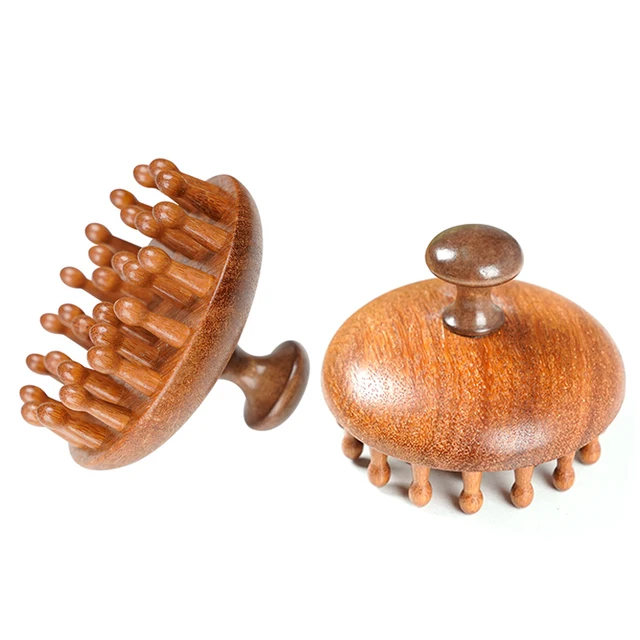 Multi-Functional Wood Therapy Massage Comb Scalp Head Massager Natural Sandalwood Circular Tooth Guasha Scraping Body Massager
