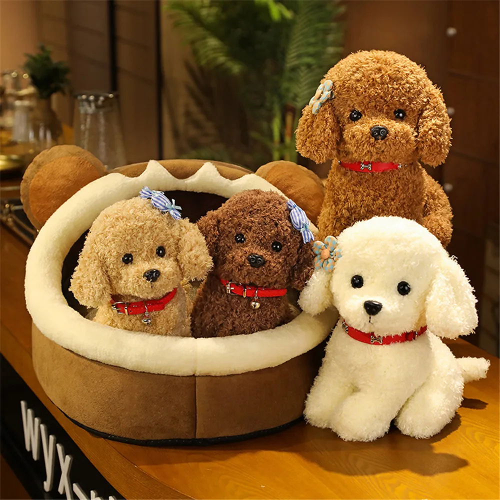 2228cmCreativeRealisticTeddyDogLuckySimulationDogPoodlePlush