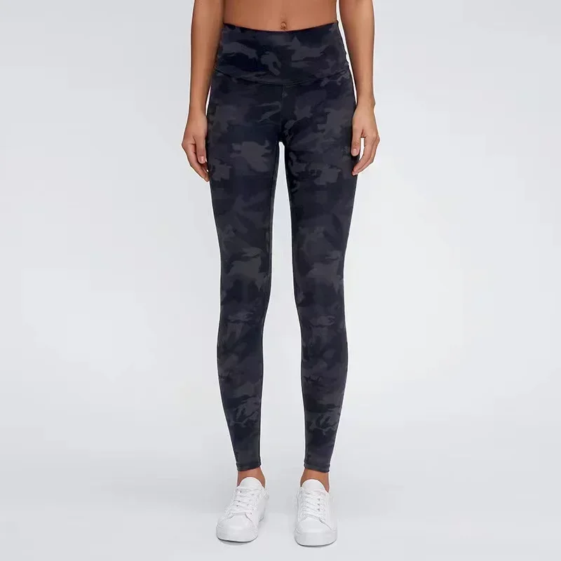 Lemon Women Yoga Sports Leggings Camouflage Print High Waist Lift Hip Professional Running Fitness Pants Gym Training Clothes