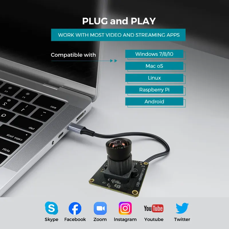 IMX586 48MP USB HD 카메라 모듈 32*32mm FOV 40/92/150도 광각 왜곡 없음 8000x6000 윈도우 리눅스 안드로이드용