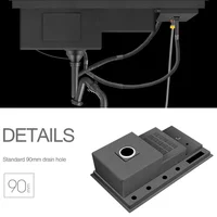 ASRAS ขนาดใหญ่ขนาดนาโนเมตรถ้วย Rinser Stepped อ่างล้างจาน 304 สแตนเลส 4 มม.ความหนา Handmade อ่างล้างจานผู้ถือมีด 5